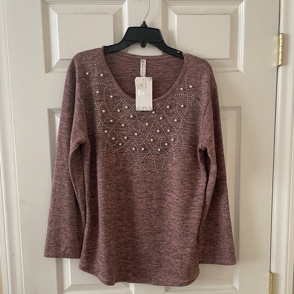 Nice dressy sweater pearl embellished